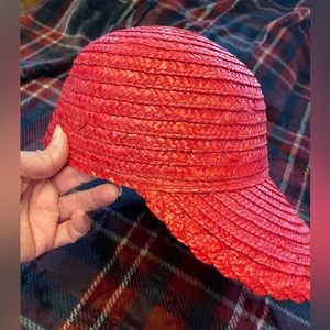 Ladies Red straw baseball cap, new